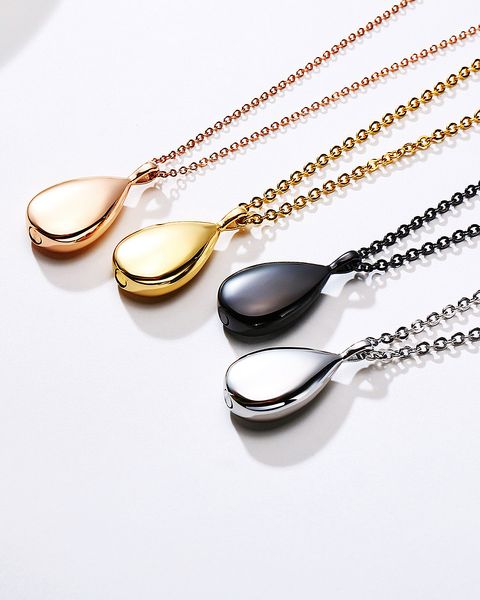 

women's pendnat necklace personalized and trendy stainless steel water drop pendant necklace openable for pet urns jewelry gift yw41pn-, Golden;silver