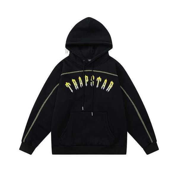 

designer clothing men's sweatshirts tracksuits trapstar gradient embroidery plush men women's loose fitting fashion set sports swe, Black