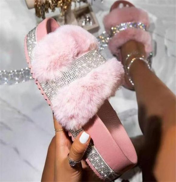 

rhinestone women slippers with fashion platform shoes slides summerslippers9416987, Black