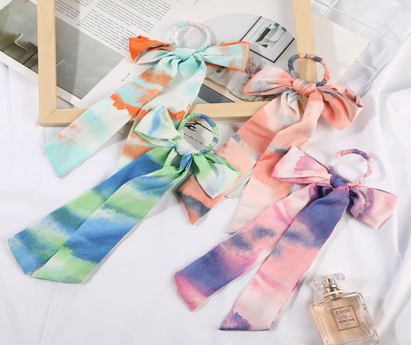 

tie dye women hair scarf bowknot streamers scrunchies ponytail holder summer tiedye headbands elastic hair ties for girls5970606, Golden;silver