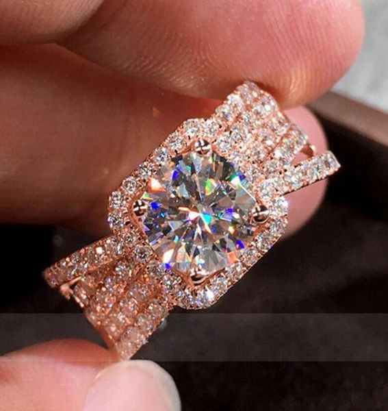 

choucong brand new luxury jewelry 925 sterling silverrose gold fill white z cz diamond gemstones eternity women wedding engag6383284, Slivery;golden