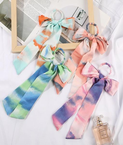 

tie dye women hair scarf bowknot streamers scrunchies ponytail holder summer tiedye headbands elastic hair ties for girls3839642, Golden;silver