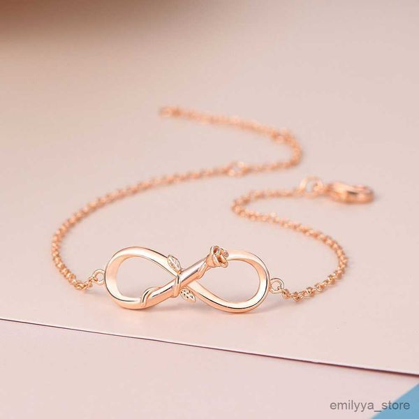 

charm bracelets infinite rose charm bracelets for women double color flower number bangle hand chain wholesale jewelry, Golden;silver