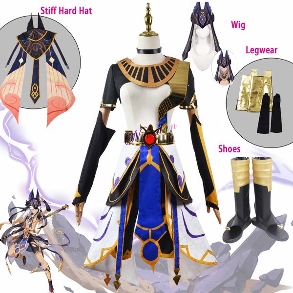 

anime costumes anime game genshin impact cyno cosplay wig come hat shoes full set sumeru genshin cosplay cyno come women men 3xl z0602, Black