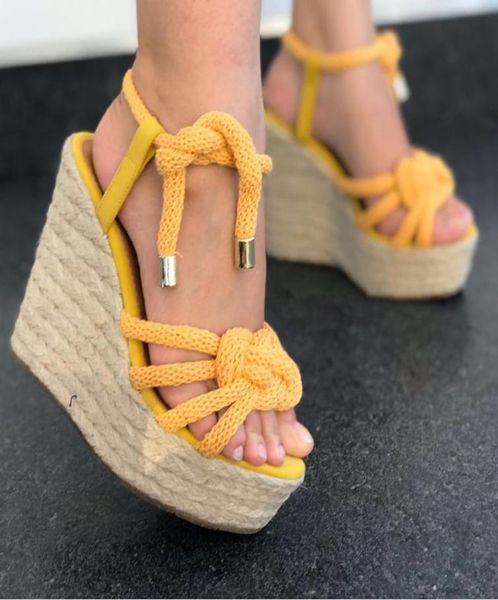 

wenyujh women summer wedge sandals female laceup platform fashion high heel sandals ankle strap open toe ladies shoes size 43 y202742160, Black