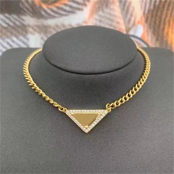 

inverted triangle pendant necklace metal label pendant street men and women with collarbone chain hiphop temperament choker colla6537974, Silver