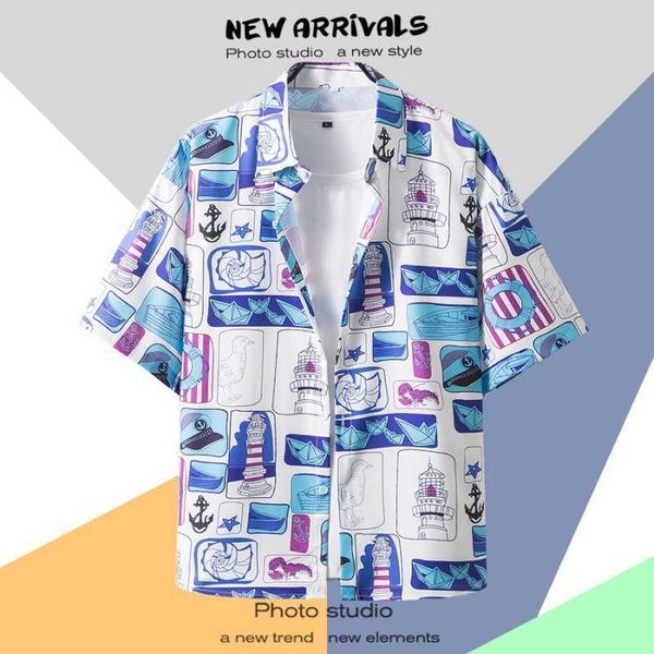

summer spring resort shirt for men custom printed graphic beach hawaiian short sleeve mens hawaiian shirt zfe, White;black