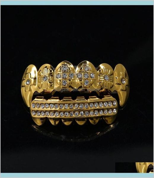 

hip hop teeth gold silver plated crystal 6 bottom faux tooth braces rapper body jewelry ngywc grillz wicjr6508391, Black