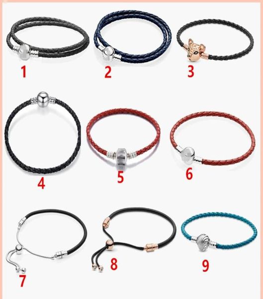 

100 925 sterling silver mesh bracelets for women diy jewelry fit pandora charms princess lion rose gold red black blue leather ro9115374, Golden;silver