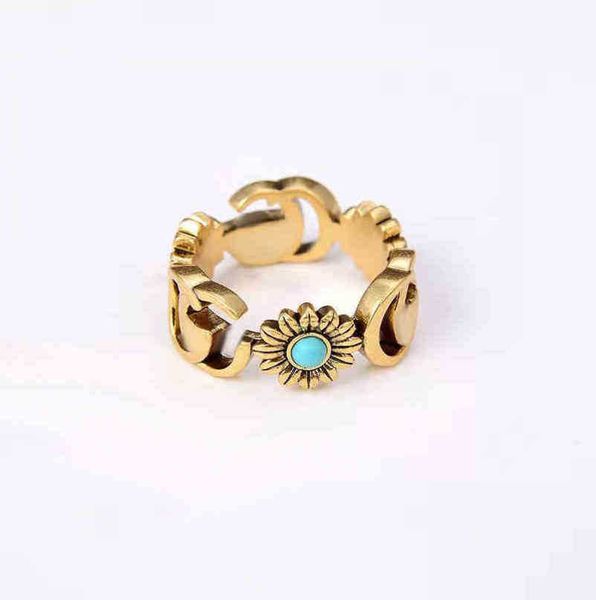 

designer jewelry bracelet necklace daisy ring bronze flower turquoise ring for couplesnew jewellery, Silver
