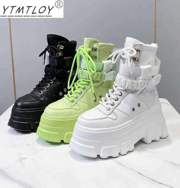 

boots 2022 women039s heightincreasing thicksoled wedge heel laceup decorative shoes fashion winter y22095281659, Black