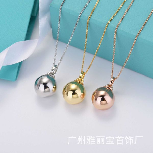 

high-quality high version tiffayffay's new gold ball necklace women's plated 18k real cnc steel seal, Black