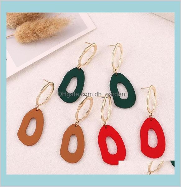 

korean stud for women girl fashion personality irregular geometric female acrylic red green brown earring kt20j dangle chandelier 5851571, Silver