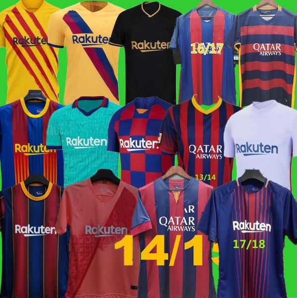 

18 19 20 21 retro barcelona puyol a.iniesta xavi messis soccer jerseys 2014 2015 2016 2017 2018 2019 2021 2022 home neymar jr pique suarez v, Black;yellow