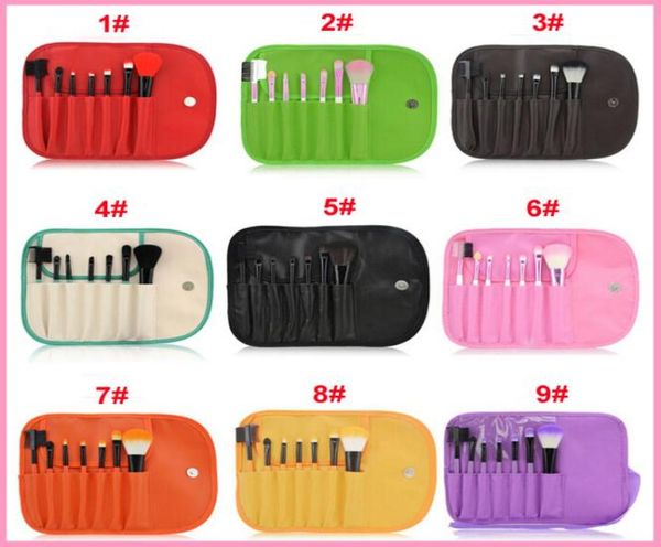 

dhl professional 7 pcs paintbrushes of makeup brushes set tools makeup toiletry kit wool brand make up brush set case py5567531