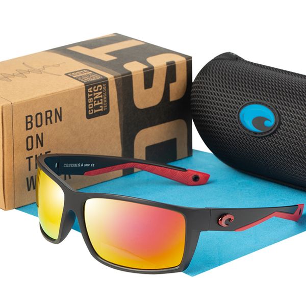 

costa square polarized sunglasses men women classic sports outdoor fishing sun glasses for men uv400 reefton goggles, White;black