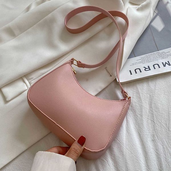 

2023 new women's fashion handbag vintage solid pu leather shoulder lower arm bag casual women's wanderer handbag designer bag g38p, Black