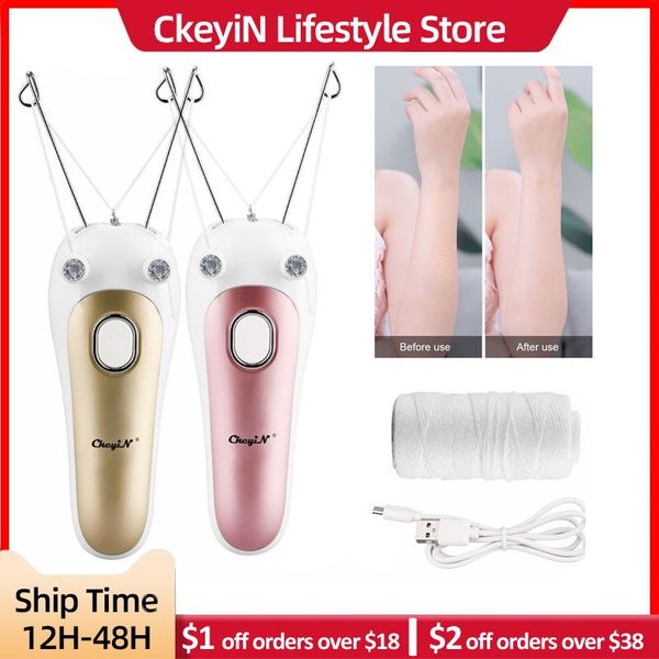

epilator ckeyin mini face facial hair remover trimmer electric razor female body cotton thread depilator shaver lady beauty care machine