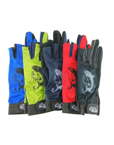 

anti slip fishing gloves 3 fingers out  elastic back print quick drying outdoor sports breathable lightweight fingerless g9329455