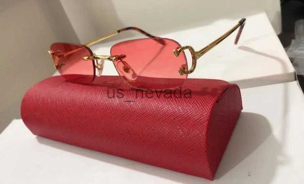 

sunglasses red fashion sport sunglasses for men buffalo horn glasses mens women rimless sun eyeglasses silver gold metal frame eyewear lunet, White;black