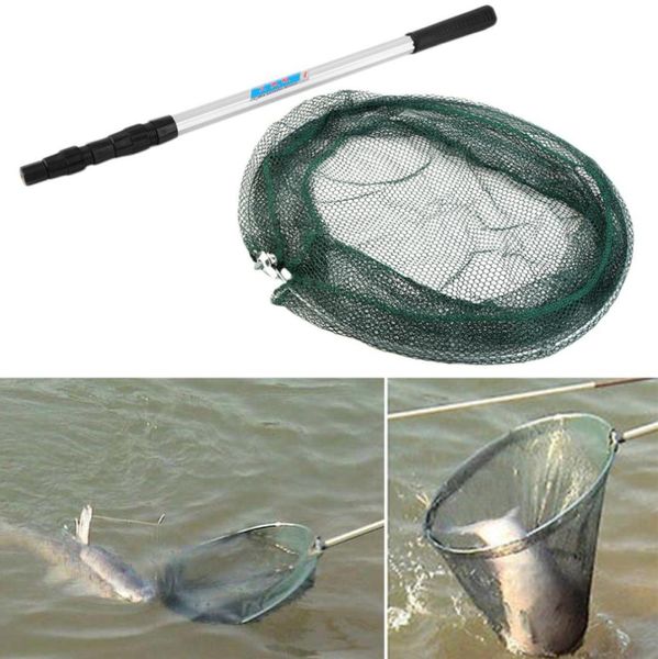 

round frame folding fishing landing net aluminum 3 section extending pole handle fishing tackle equipment accessory3936146