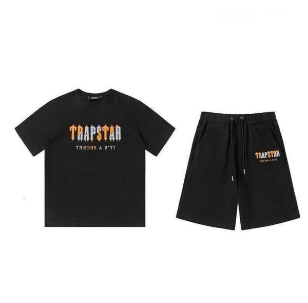 

men's t-shirt trapstar designer embroidered alphabet luxury black and white gray rainbow summer sports fashion cotton thread short slee, White;black