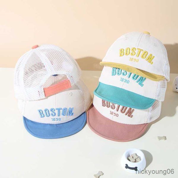 

hair accessories letter baby baseball cap summer mesh adjustable hollow peaked for boys girls cute infant kids sun hats gorras, Slivery;white