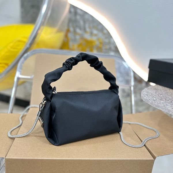 

designer totes evening bags shopping handle new cloud woven 5 colors dumpling prad triangle mark soft nylon clutch metal chain hand bag wall