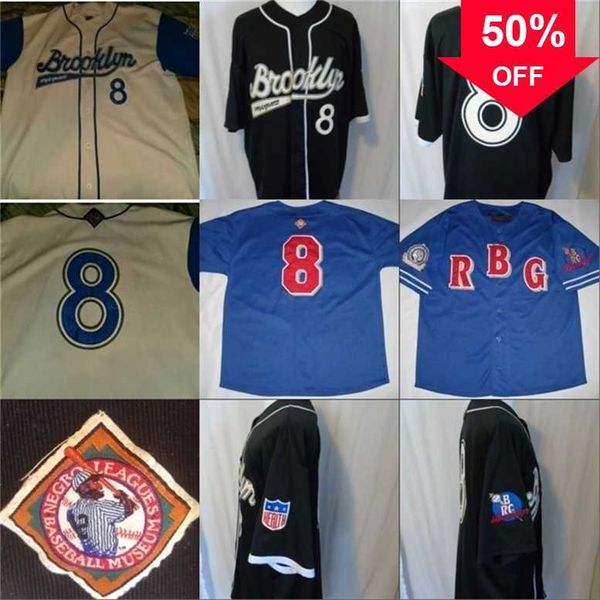 

xflsp glnmit #8 brooklyn apparel negro league basebal jersey 100% stitched custom baseball jerseys any name any number s-xxxl, Black