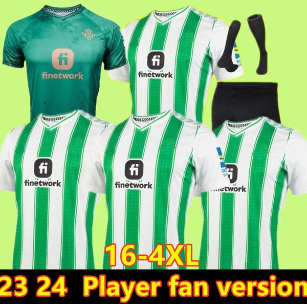 

23 24 real betis soccer jerseys copa del rey final away joaquin b.iglesias camiseta de futbol juanmi estadio la cartuja third 2024 special f, Black