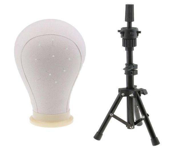 

23 in canvas mannequin head wigs making head wis stand for wigs hat making display holder tripod stand6550001