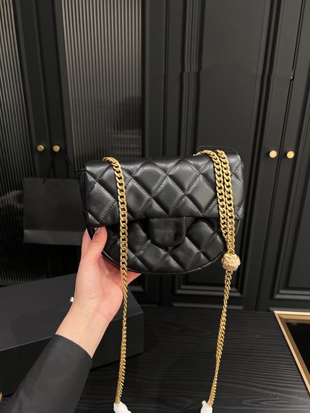 

luxury women's classic shoulder bag designer bag handbag crossbody bag chain bag camellia buckle half moon bag with gift box