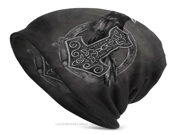 

berets bonnet hats vikings men women39s knit hat mjolnir the hammer and raven winter warm cap hip hop skullies beanies capsbere3115225, Blue;gray
