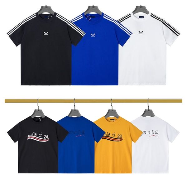

shirt mens bal brand designer tshirt letter logo printed embroidered cotton round neck tee casual street couple t pullover loose short sleev, White;black
