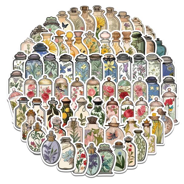 

100 pcs mini stickers retro plant vase guitar decor for car lapfridge helmet ipad bicycle bike motorcycle ps4 book pvc skateboard decals