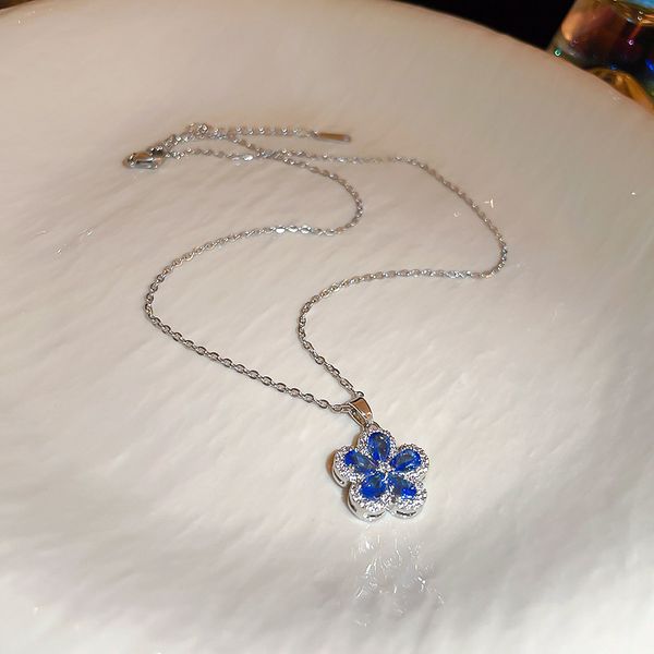 

fashion pendant necklace women's party necklace earrings romantic sapphire flower ear jewelry engageme, Silver