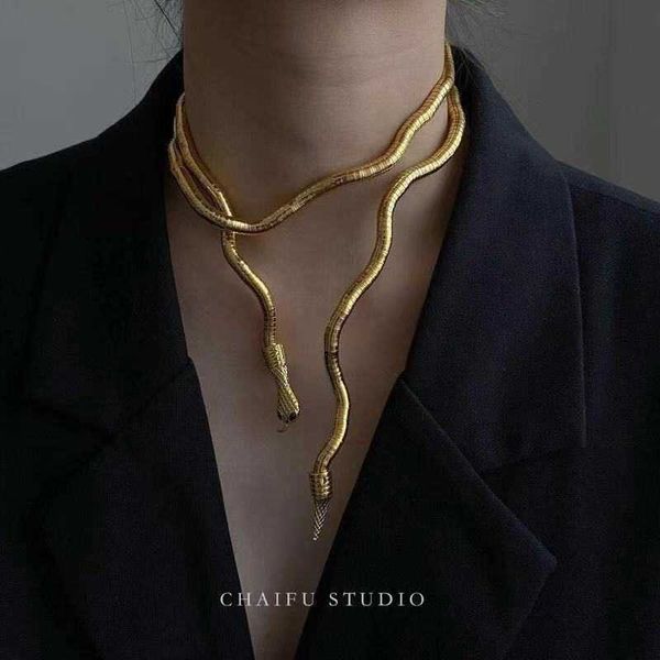 

pendant necklaces strands strings chaifu studio x215 dark earth cool mouth casual modeling snake design necklace collar, Silver