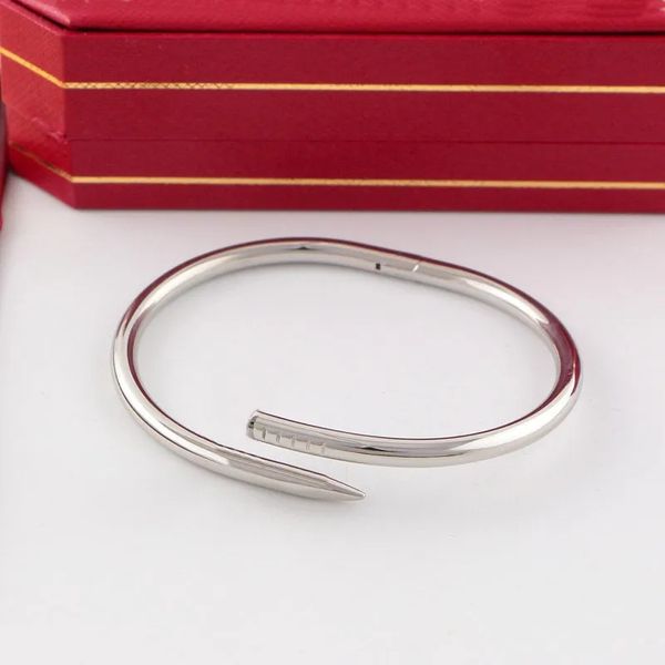 

gold nail bracelet designer lovers jewelry classics hiphop rock punk casual stainless steel buckle charm cuff man silver bracelets women 1he, Black