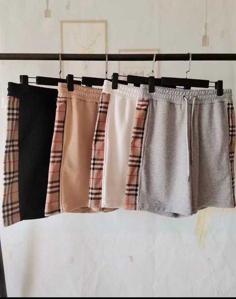 

8a original b urberry shorts and pants online shop 360 gram checkered shorts for mens 2023 summer trend drawstring straight leg are versatil, White;black