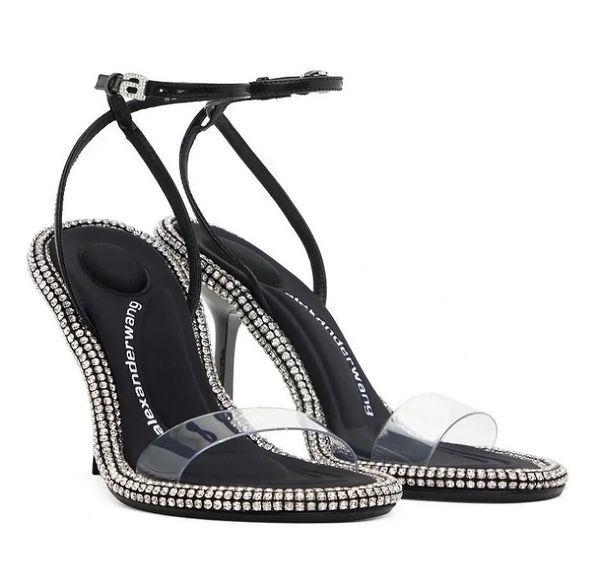 

perfect brand wang dahlia sandals shoes white black women strappy design stiletto heel summer pointed toe party wedding footwear