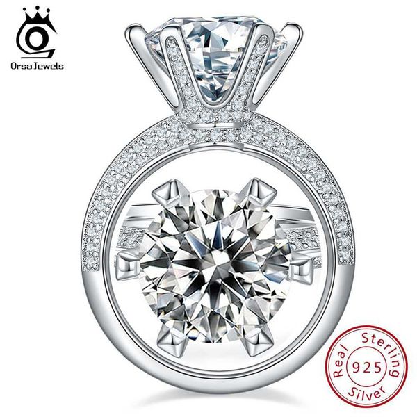 

solitaire ring orsa jewels luxury big 5ct de vvs moissanite ring for women brilliant round cut gem stone for proposal engagement wedding smr, Golden;silver