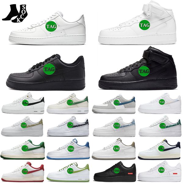 

wholesale price af1 running shoes 07 mid shoe classic triple white black paisley green red panda mens sports sneakers outdoor platform 40th