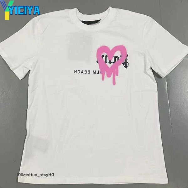 

yiciya 23ss men's tshirts t shirt palms palmangel city designer limited inkjet graffiti letter printing men's women's sailboa, White;black