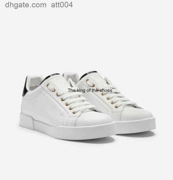 

portofino sneakers shoes white black nappa calfskin lettering gold-plated metal casual brand spor s dg gabana