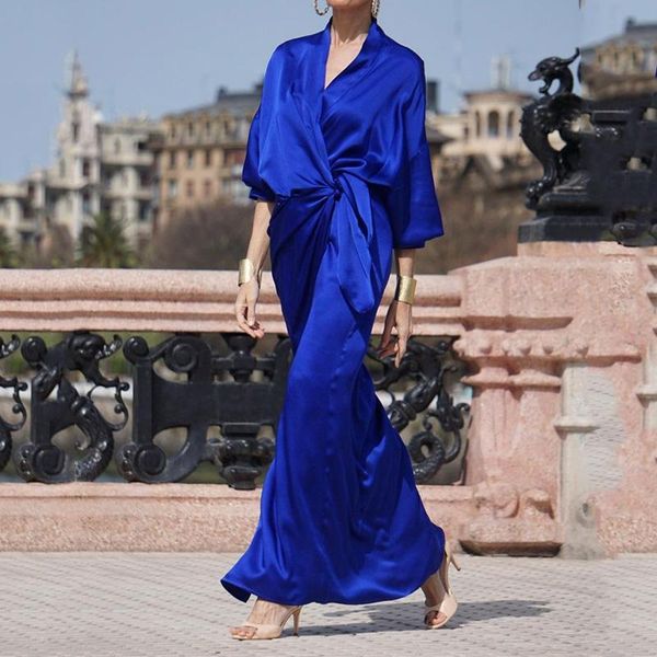 

dresses liyong women dress autumn fashion casual solid color laceup vneck half sleeve pleated long skirt, Black;gray