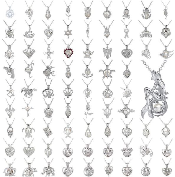 

love wish pearl cage pendant necklaces hollow natural pearl with oyster pearl cages charm silver chains for women fashion jewelry 3217047