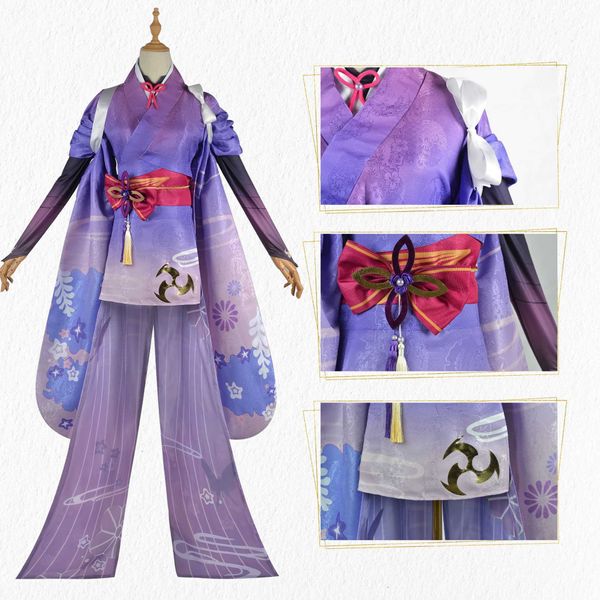 

anime costumes genshin impact thunder general cosplay comes barr cos women's stage kimono game comes halloween role play z0602, Black