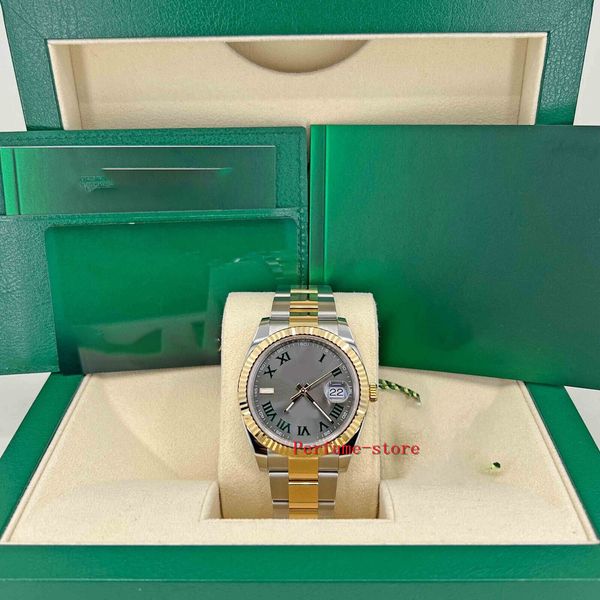 

datejust, 41mm, wimbledon, oyster, fluted, 126333 fashion brand automatic waterproof sapphire men's watch, Slivery;brown