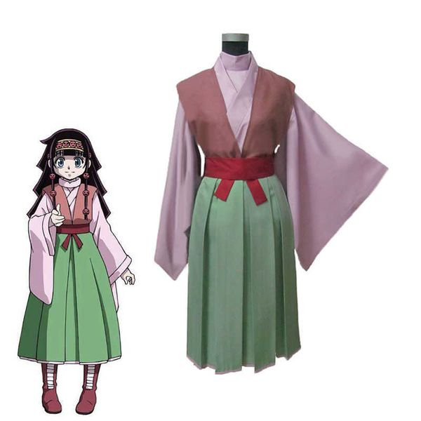 

anime costumes anime hunterhunter alluka zoldyck cosplay come aruka zorudikku woman belt ribbon kimono suit halloween come z0602, Black