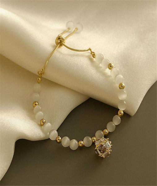

charm bracelets fashion simple adjustable opal bracelet net red niche design sense rhinestone jewelry8075286, Golden;silver